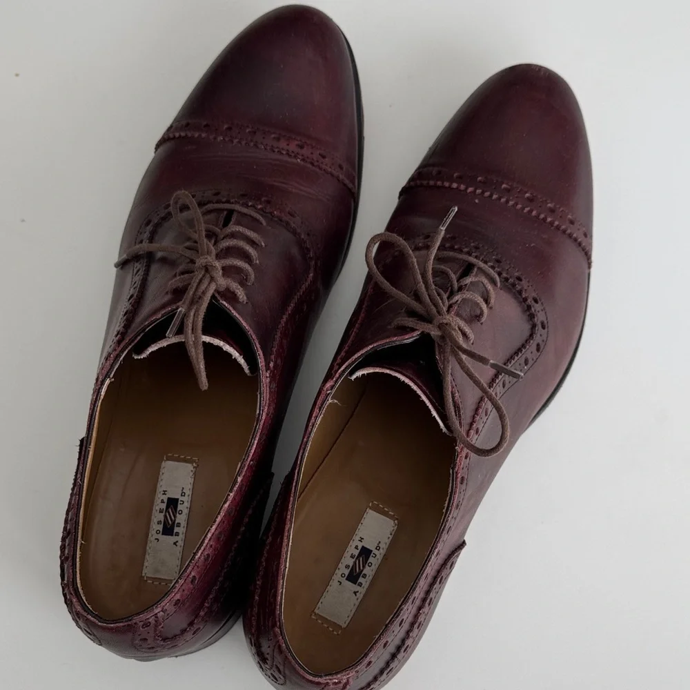 Joseph Abboud Men's Burgundy Leather Lace-Up Oxfords